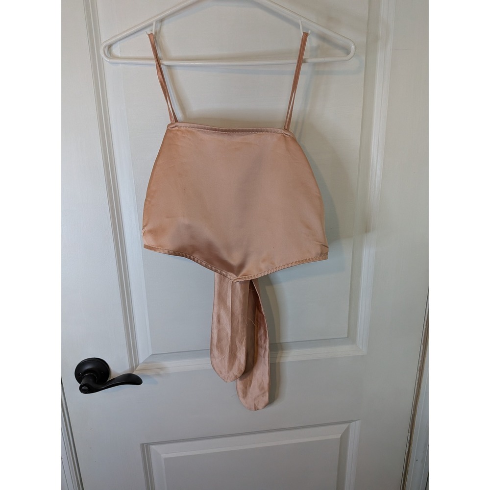 Forever 21 Pink Satin Scarf Crop Top Tie Back Handkerchief Hem ELOA617SCARFT04 M